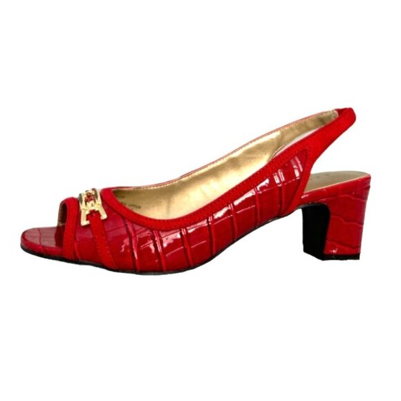 KAREN SCOTT JERRICCA Women's Slingback Block Heels Dress Sandals Red Croc - Picture 2 of 9